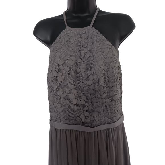 David's Bridal open back halter neck maxi dress Gray size 10 - Picture 5 of 5